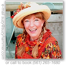 Patty sitting while holding a pumpkin pot.